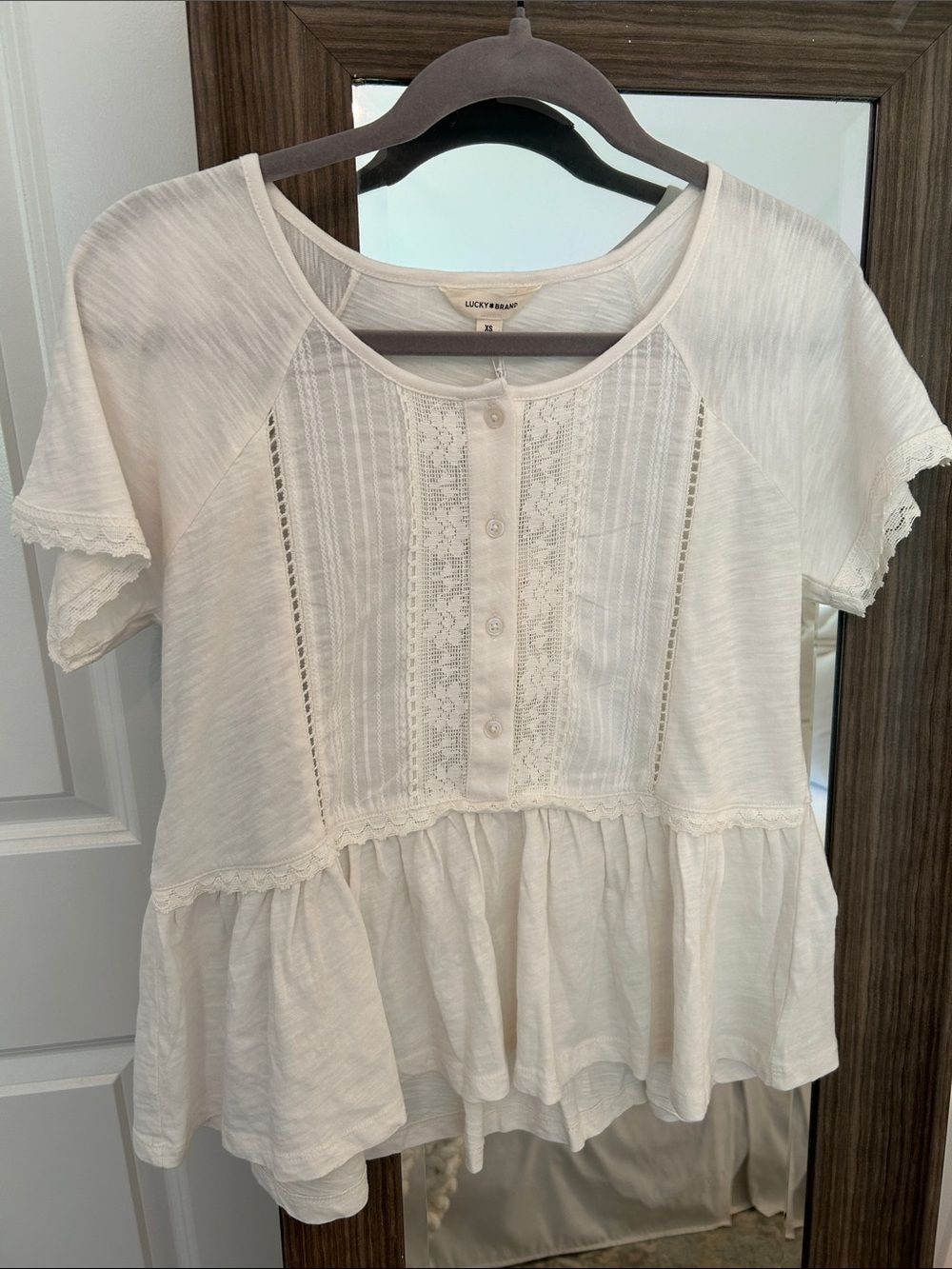Lucky Brand Short-Sleeve Lace Blouse